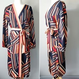 Zara Colorful Stripe Wrap Midi Dress